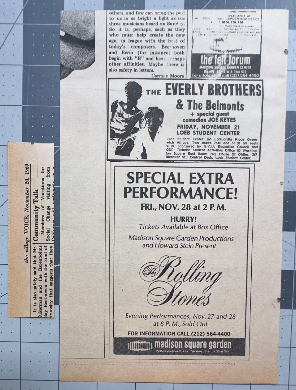 The Rolling Stones - Original Concert Ad - November 1969 - MSG NYC
