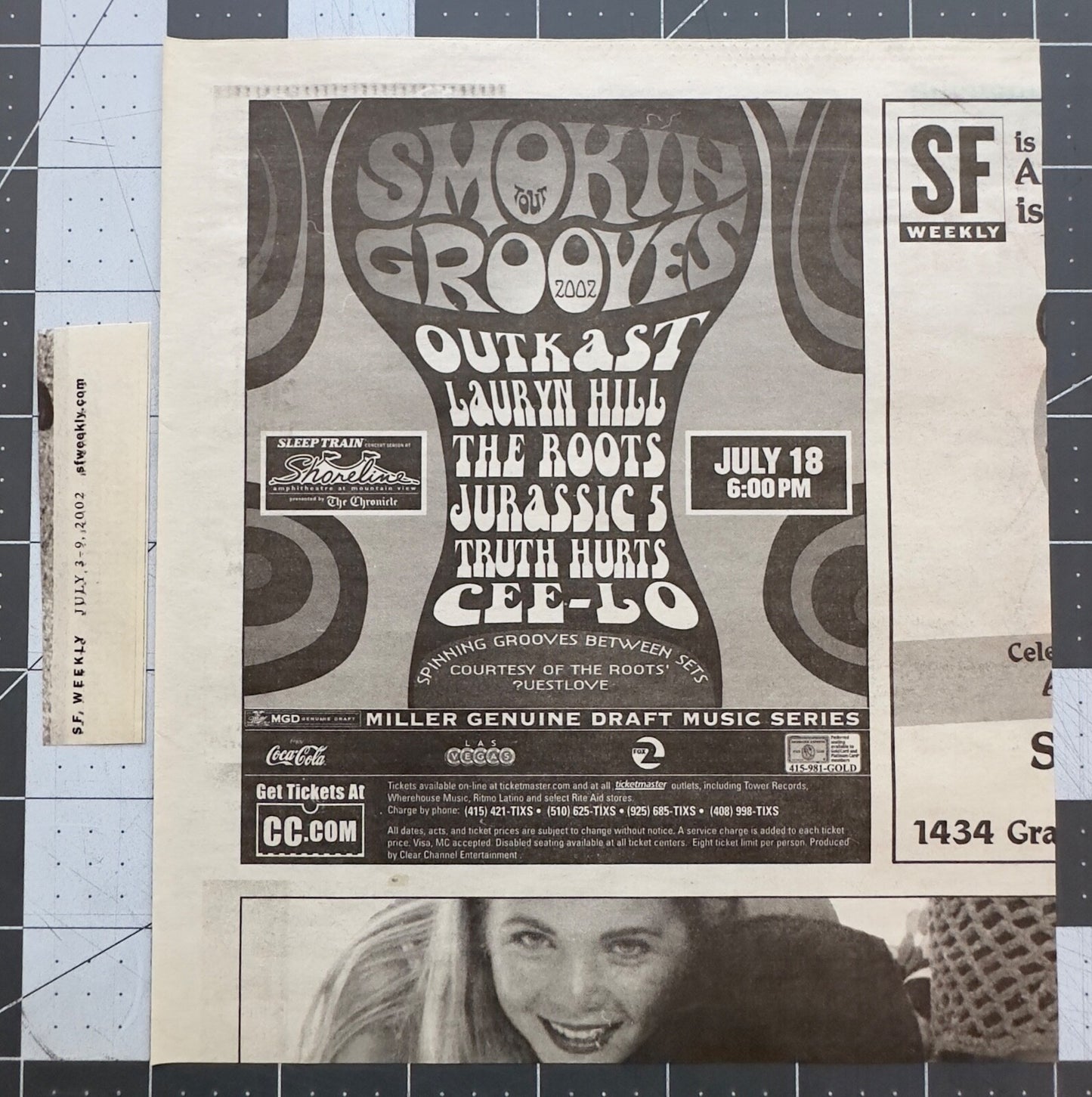 Outkast, Lauryn Hill, The Roots, Smoking Grooves Tour 2002 - Original Concert Ad - July 2002
