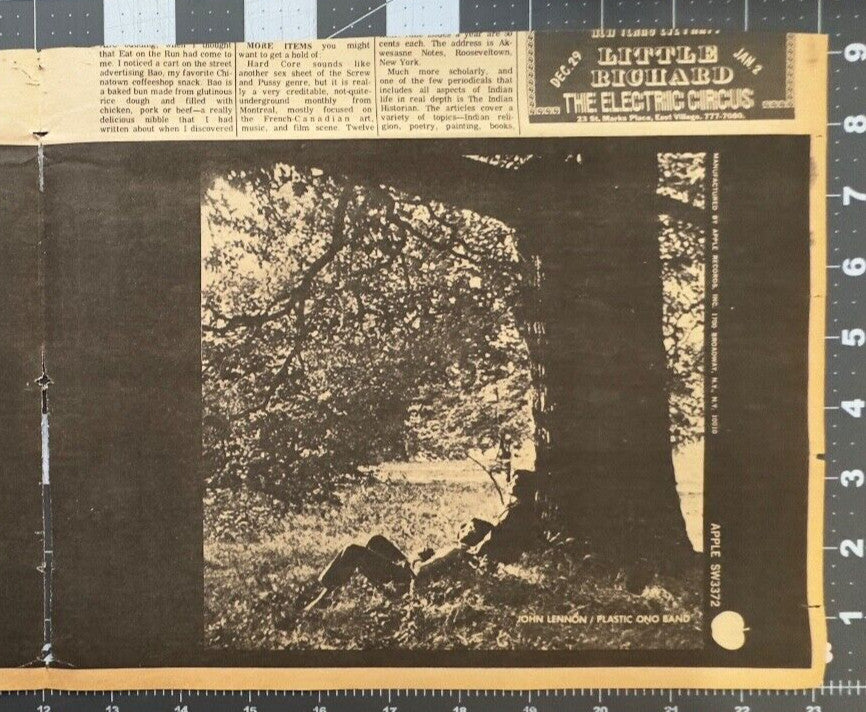 John Lennon/Plastic Ono Band - Album Release Ad - December 1970