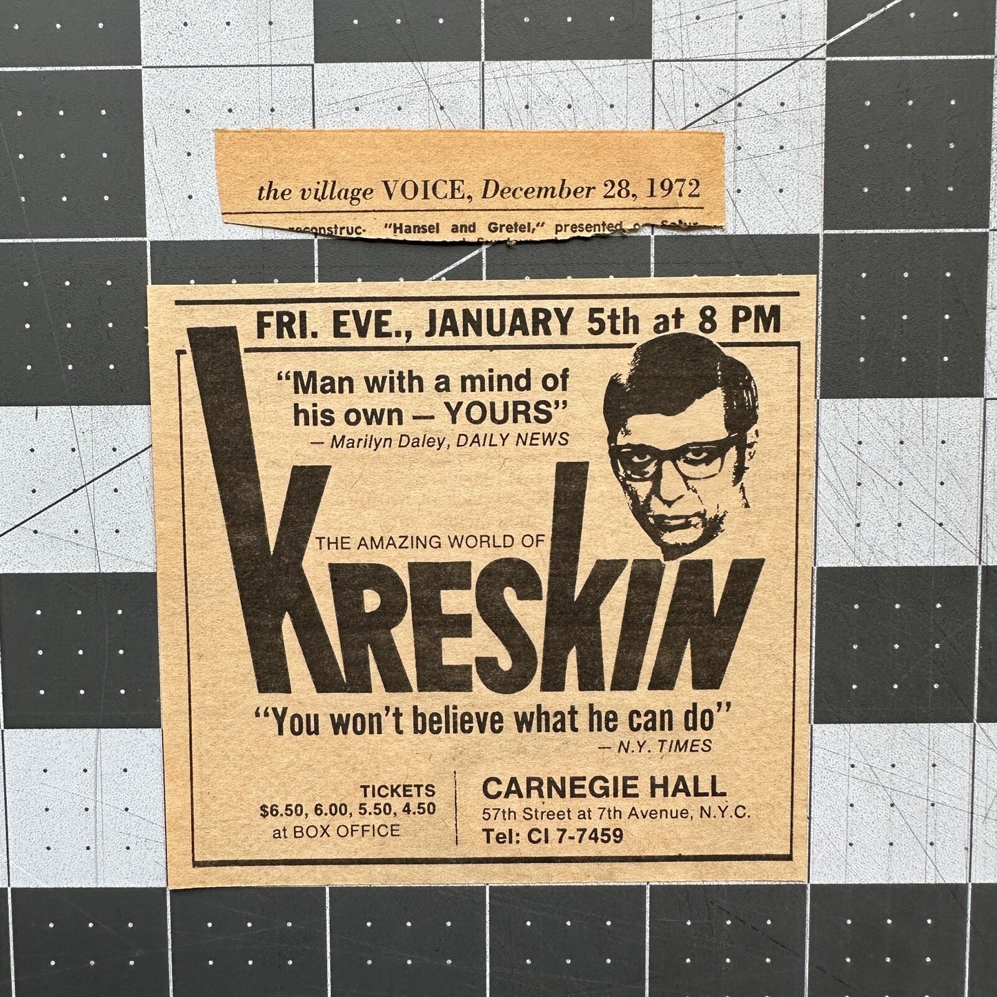 Kreskin - Original Performance Ad - December 1972