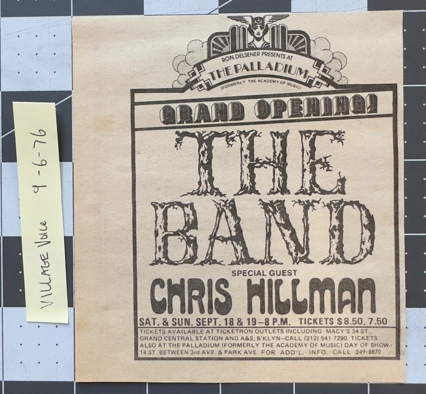 The Band - Original Concert Ad - 1976 September