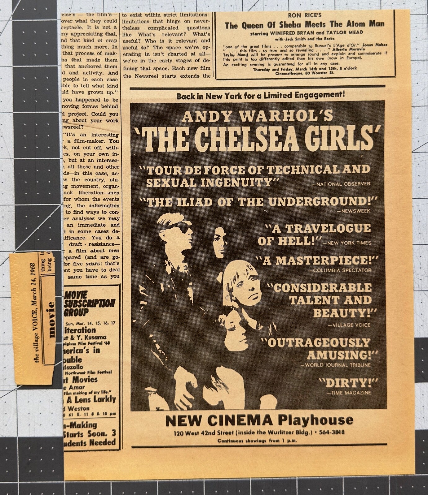 Andy Warhol’s ‘Chelsea Girls’ - Original Ad - March 1968