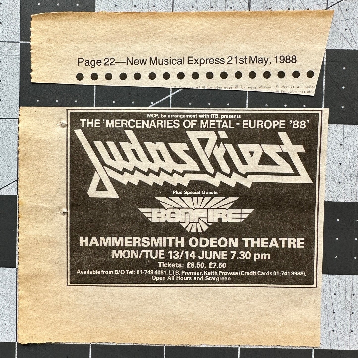 Judas Priest - Original Concert Ad - May 1988 - London, UK