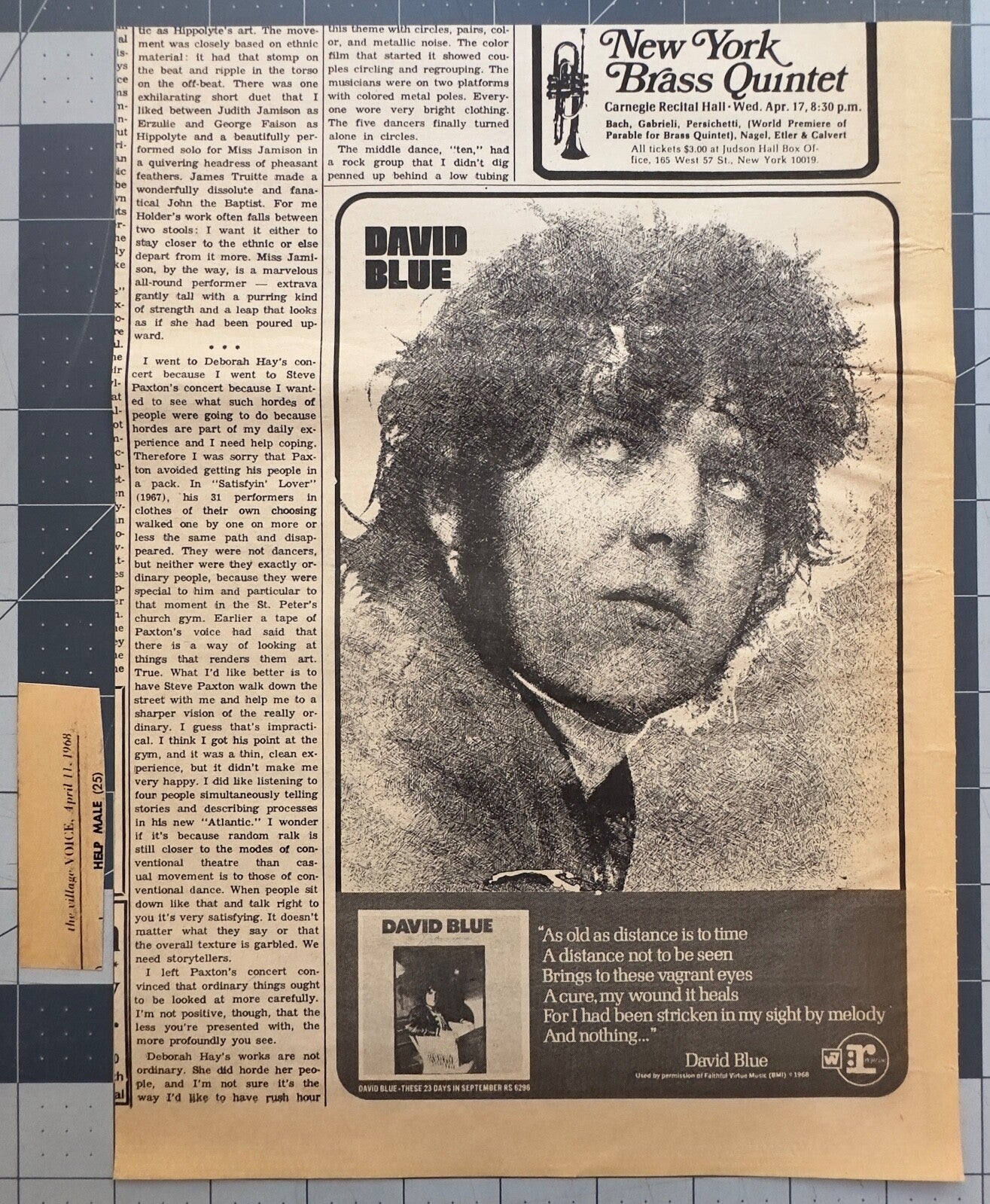 David Blue - Original LP Album Release Ad - April 1968