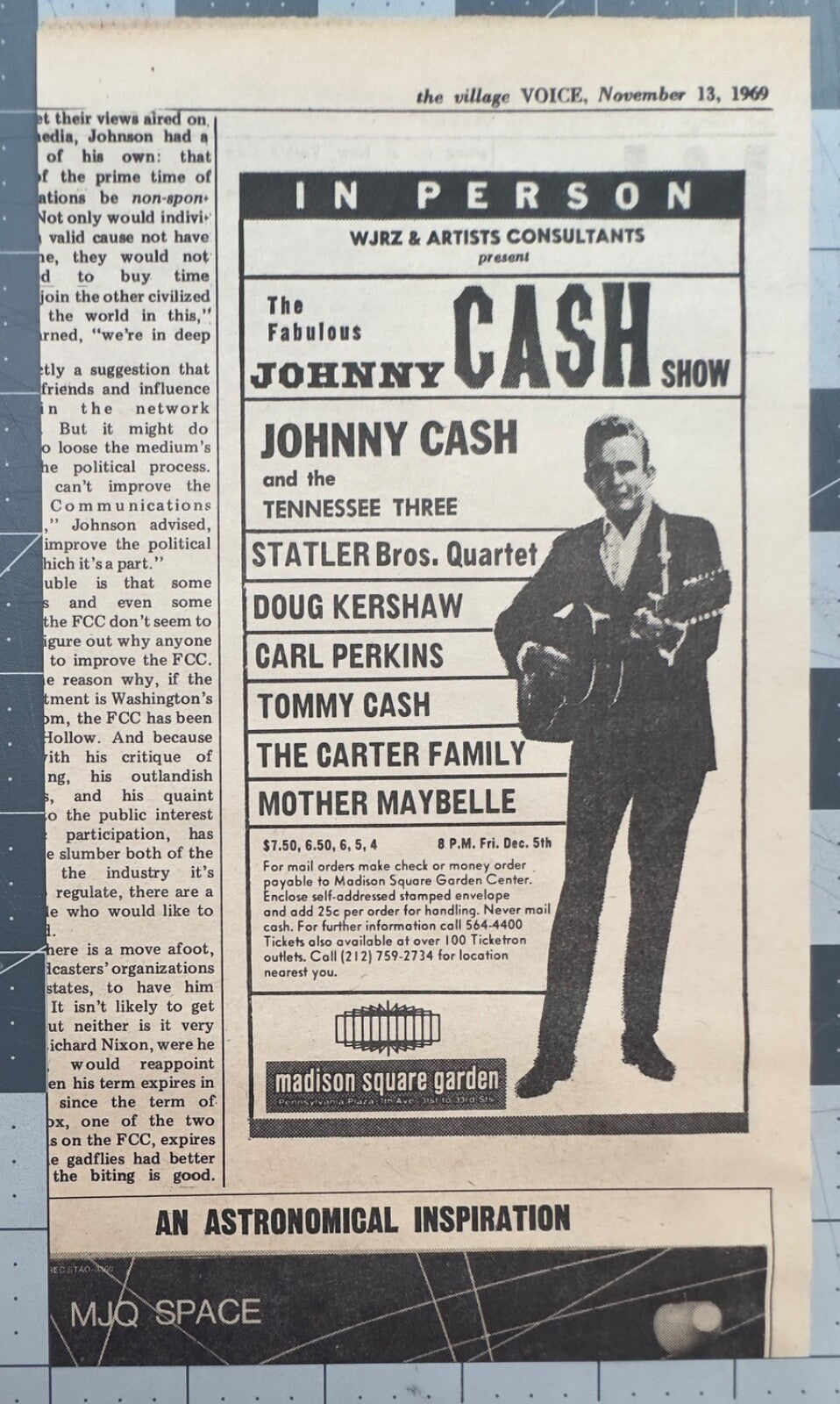 Johnny Cash - Original Concert Ad - November 1969