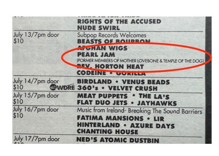 Pearl Jam - Original Concert Ad - July 13 1991 - 1st New York City show