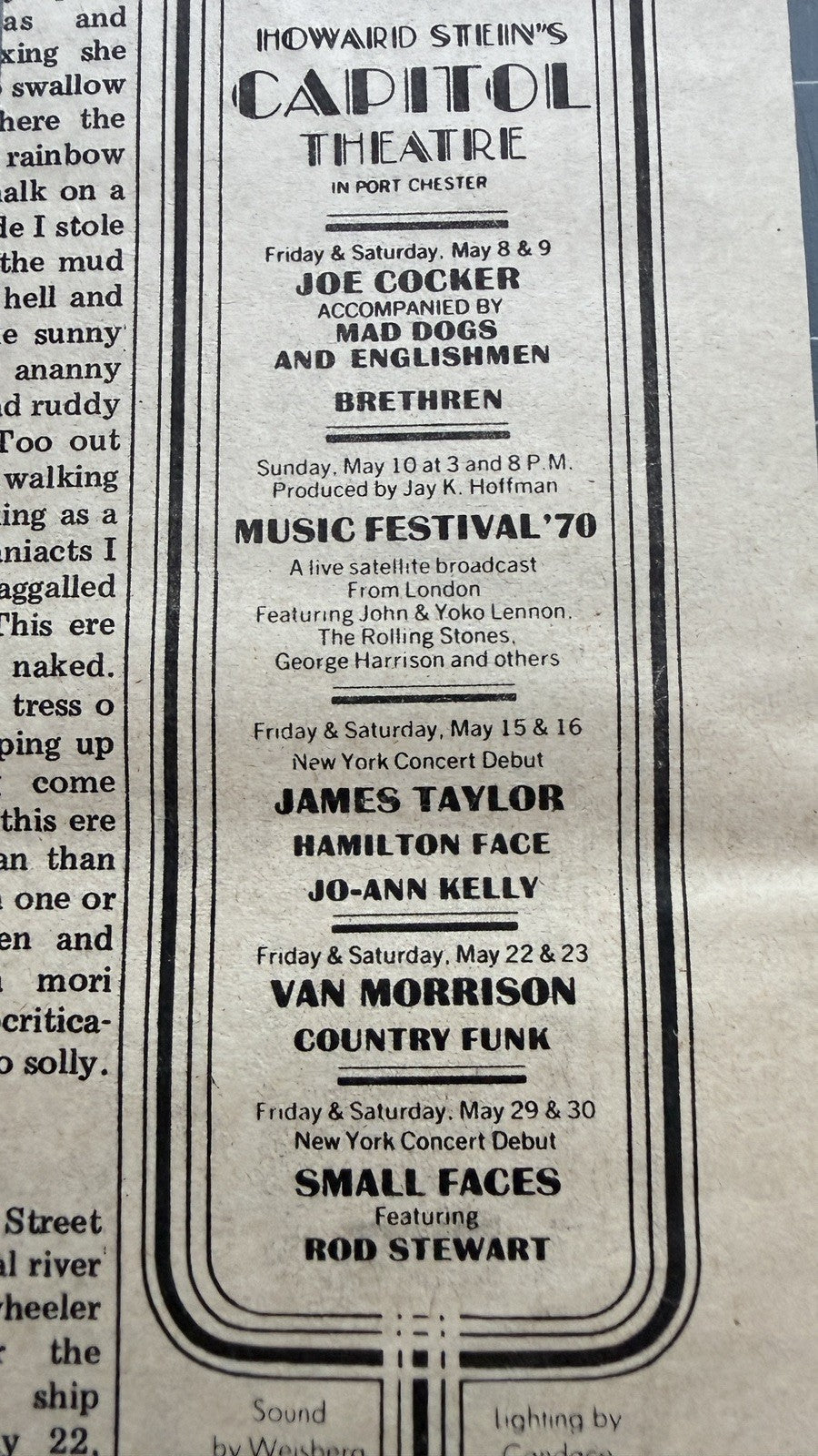 James Taylor & Small Faces - New York Debut! - Original Concert Ad - May 1970