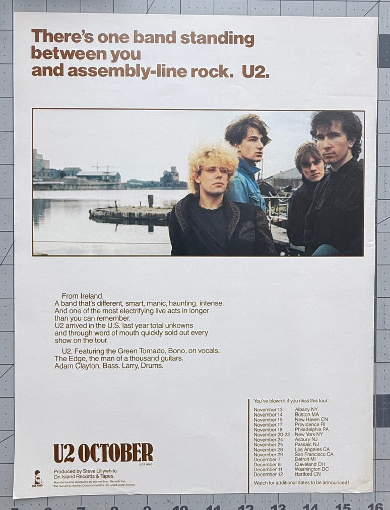 U2 - October - 1981 Original Industry Album Release Ad
