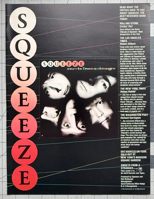 Squeeze - Sweets From A Stranger - 1981 Original Industry Album Release Ad