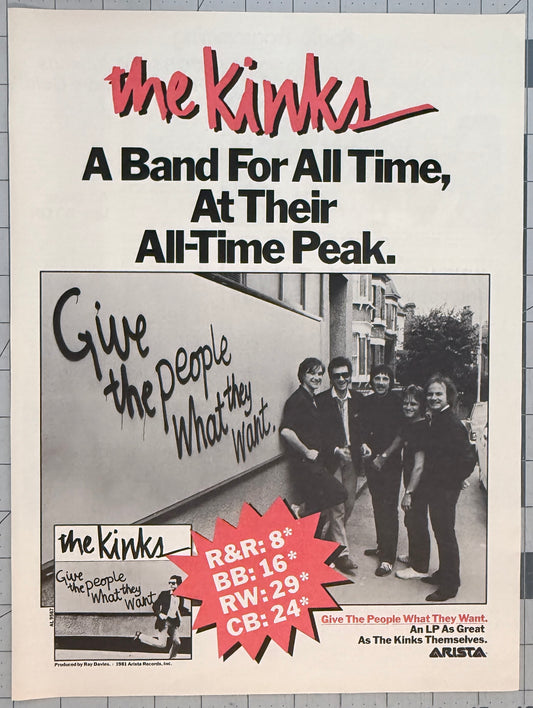 The Kinks - Give the People What They Want - 1981 Original Industry Album Release Ad