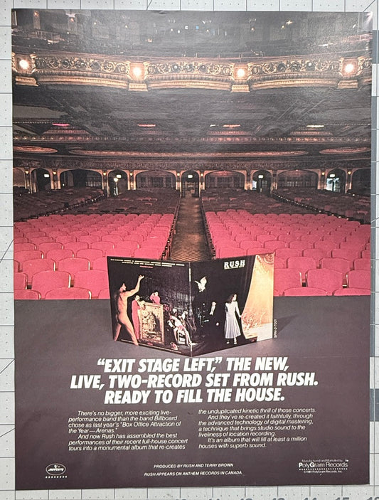 Rush - Exit Stage Left  - 1981 Original Industry Album Release Ad