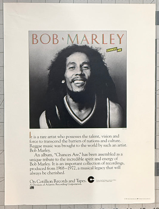 Bob Marley  - Chances Are - 1981 Original Industry Album Release Ad