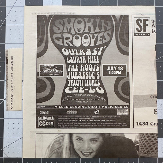 Outkast, Lauryn Hill, The Roots, Smoking Grooves Tour 2002 - Original Concert Ad - July 2002