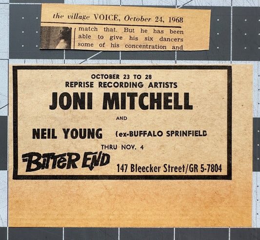 Joni Mitchell / Neil Young - Original Concert Ad - October 1968