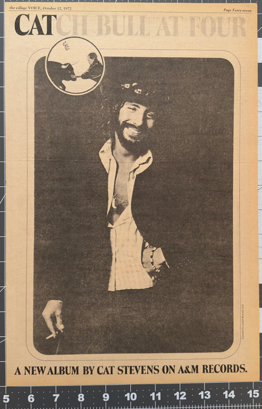 Cat Stevens - Original Album Release Ad  - October 1972 - "Catch Bull At Four"