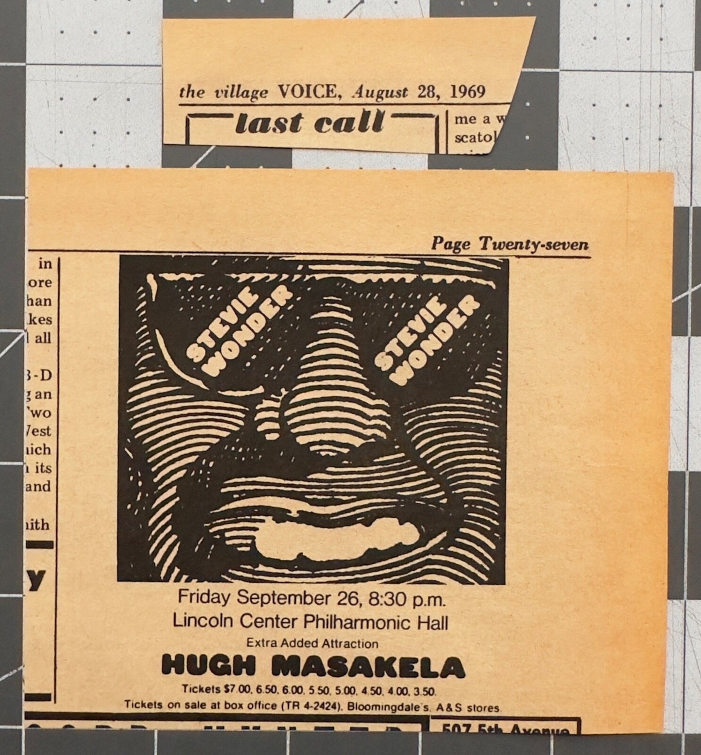 Stevie Wonder - Original Concert Ad - August 1969