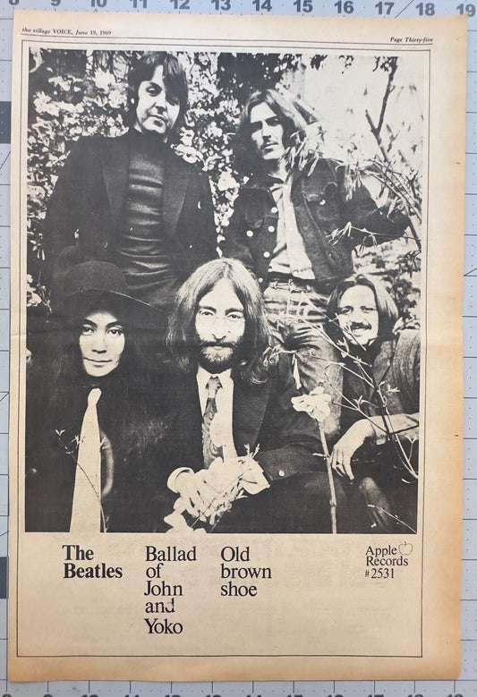 The Beatles “Ballad of John and Yoko” “Old Brown Shoe” - Original 45 Release Ad - June 1969