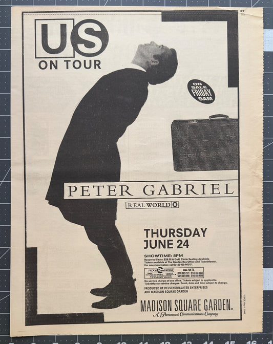 Peter Gabriel - Original Concert Ad - June 24 1993 - MSG