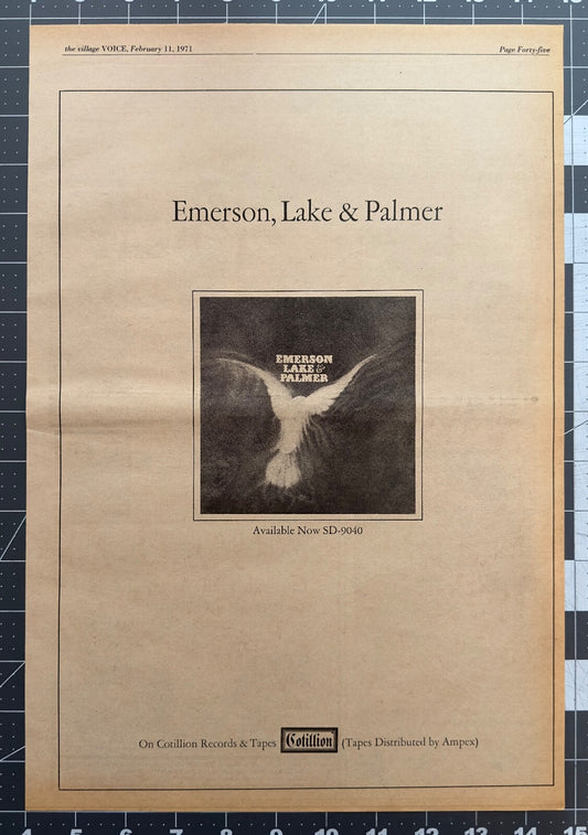 Emerson, Lake & Palmer  - Original Album Release Ad 1971 February - Full Page