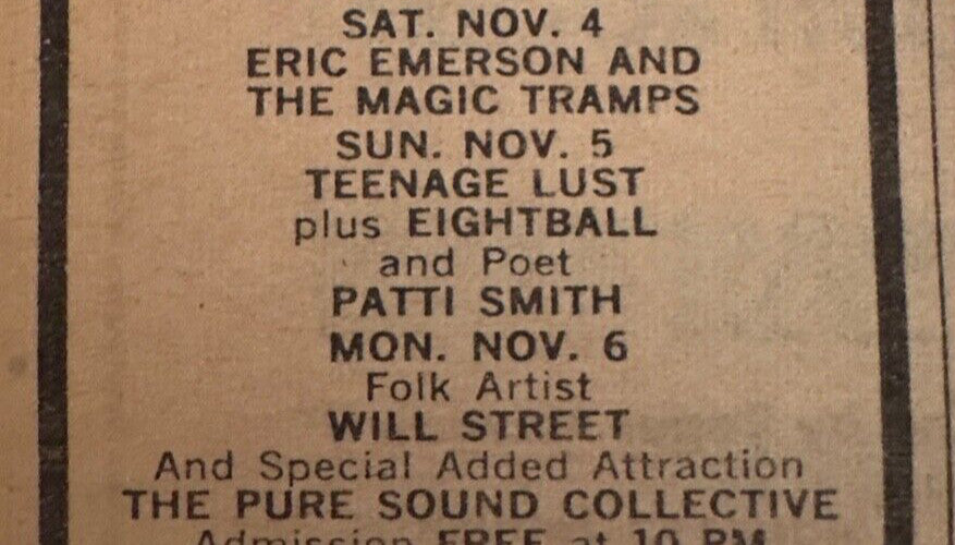 Patti Smith - Original Performance Ad - November 5, 1972