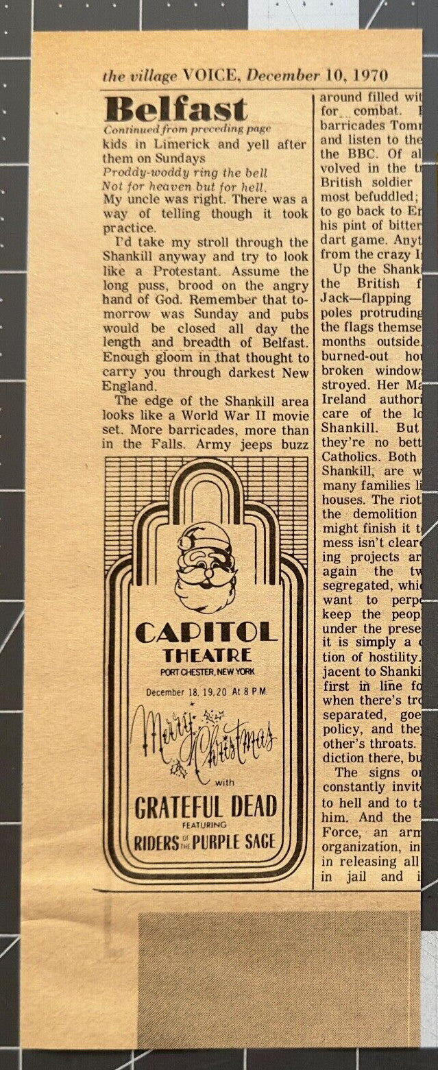 Grateful Dead - TWO Original Concert Ads - CANCELLED CHRISTMAS SHOWS - December 1970