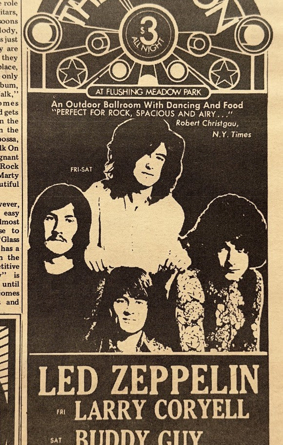Led Zeppelin 1969 Tour - Original Concert Ad - The Pavillion, New York City - Jimmy Page Robert Plant