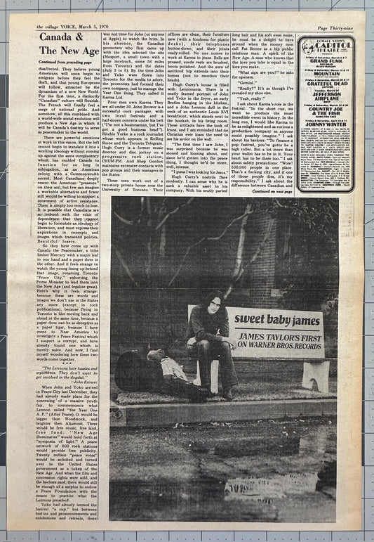 James Taylor ”Sweet Baby James” - Original LP Album Release Ad - March 1970