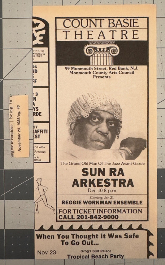 Sun Ra Arkestra - Original Concert Ad - Dec 10 1988 - Count Basie Theatre, NJ