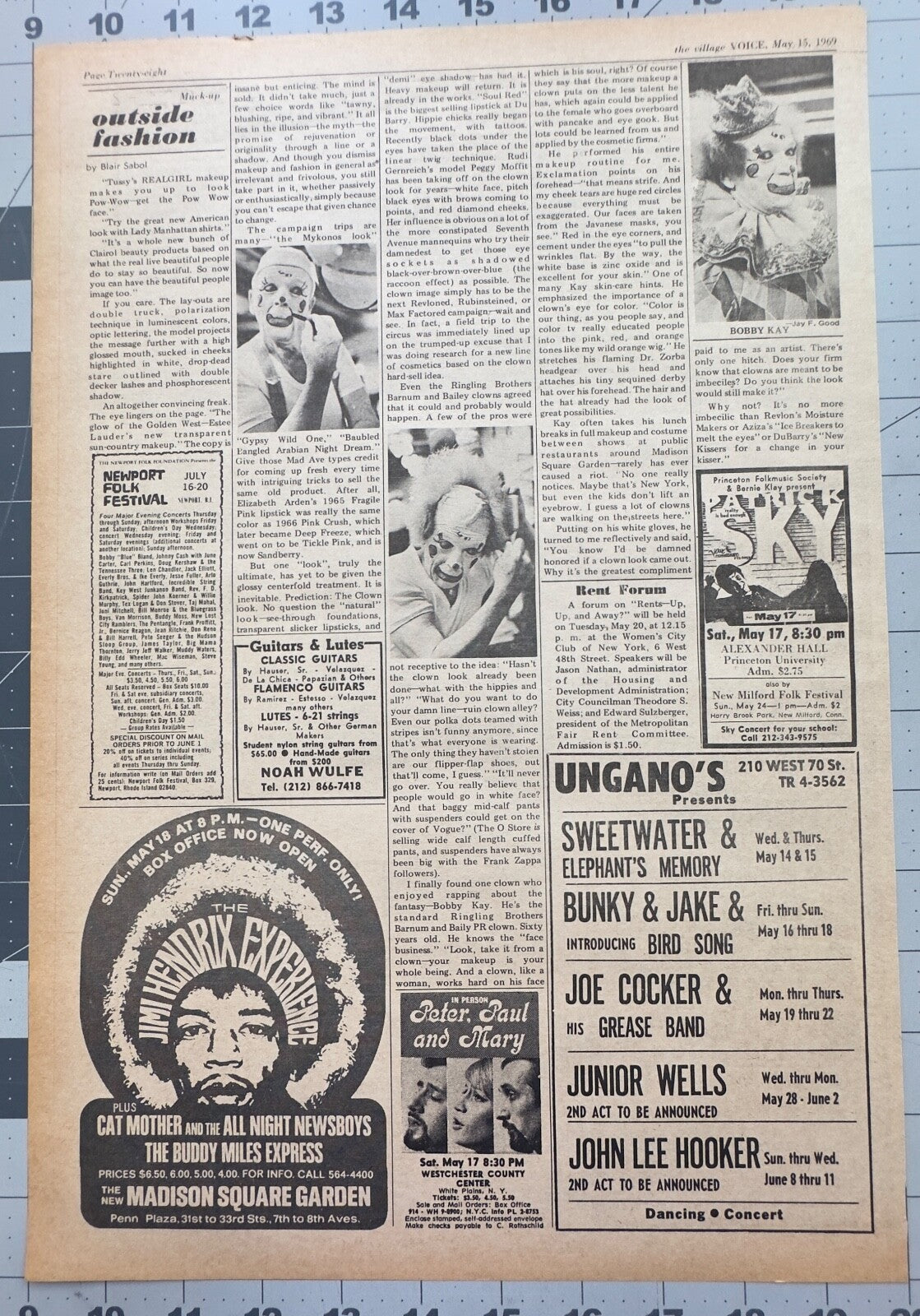 Jimi Hendrix, Newport Folk, Joe Cocker more - Original  Concert Ad  - May 1969