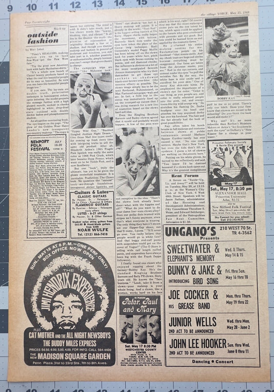 Jimi Hendrix, Newport Folk, Joe Cocker more - Original  Concert Ad  - May 1969