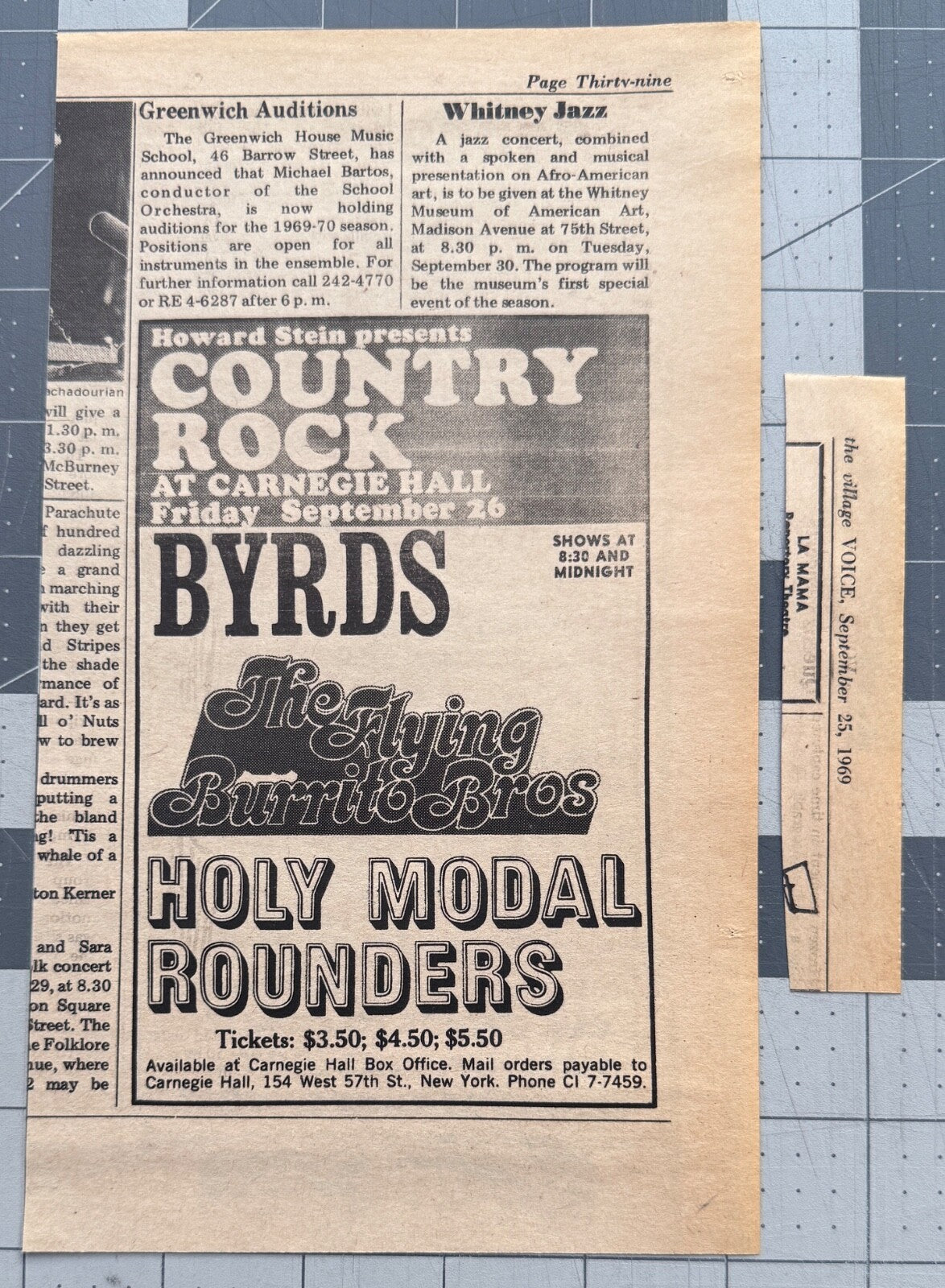 The Byrds, The Flying Burrito Brothers - Original Concert Ad - September 1969