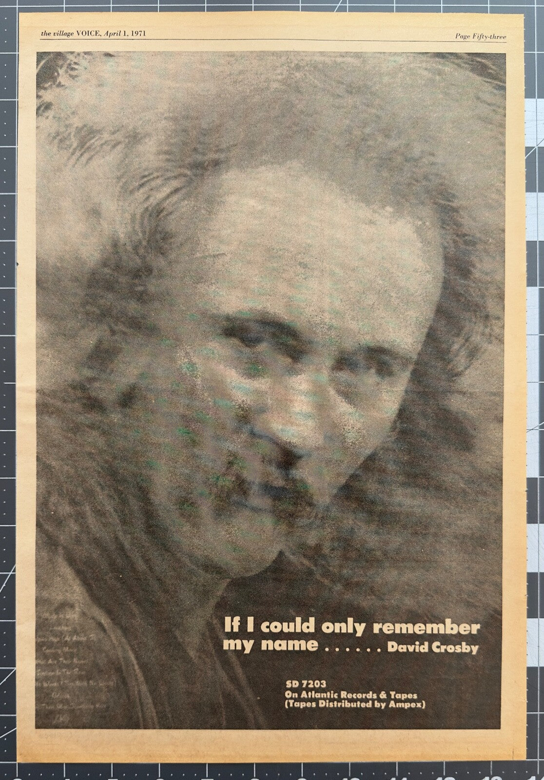 David Crosby "If I Only Could Remember My..." Original Album Release Ad - April 1971