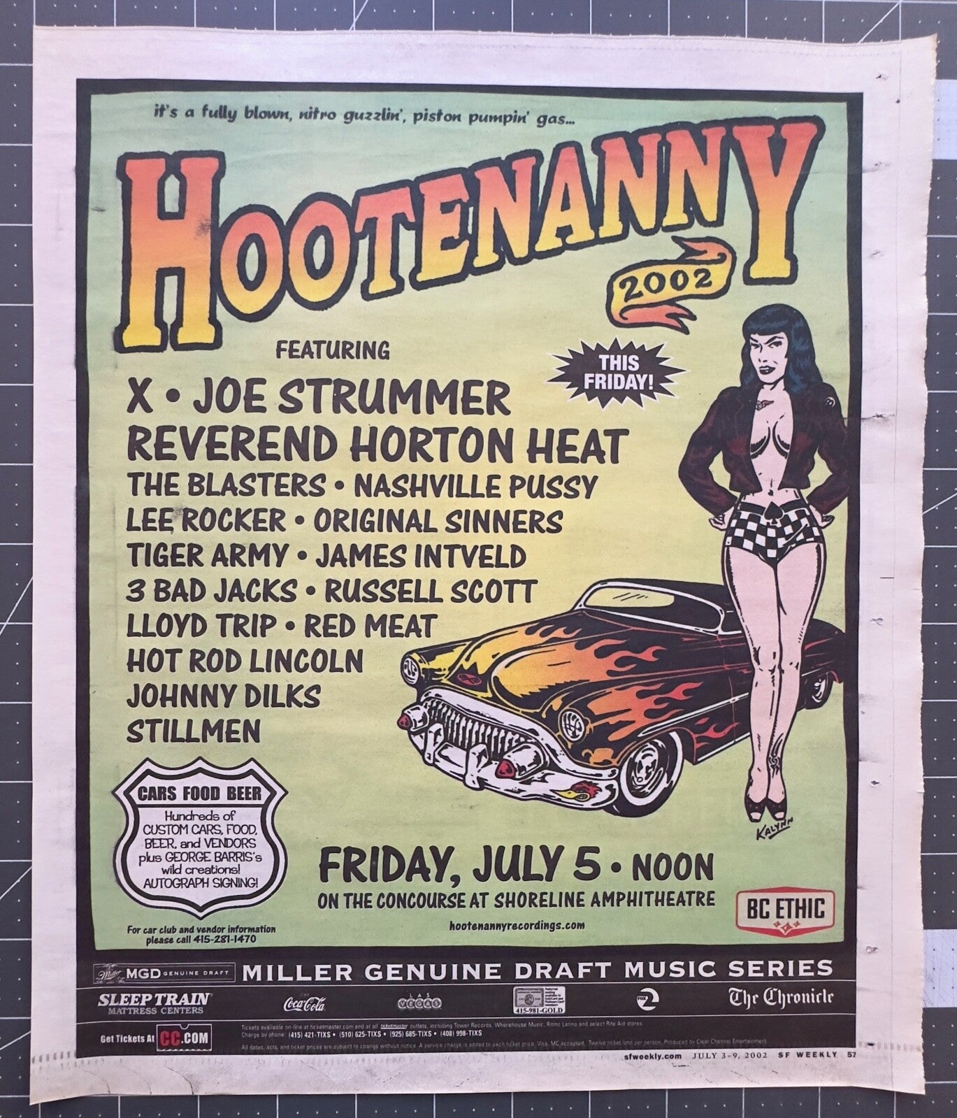 Joe Strummer - Hootenanny 2002 - Original Concert Ad - July 2002