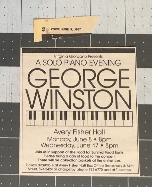 George Winston - Original Concert Ad - June 8 & 17, 1987