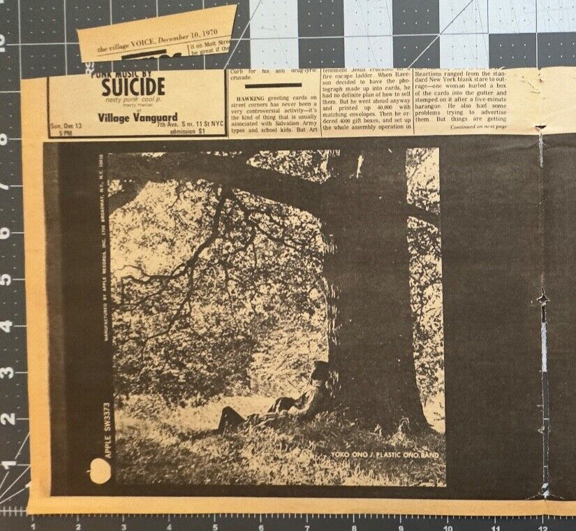 John Lennon/Plastic Ono Band - Album Release Ad - December 1970