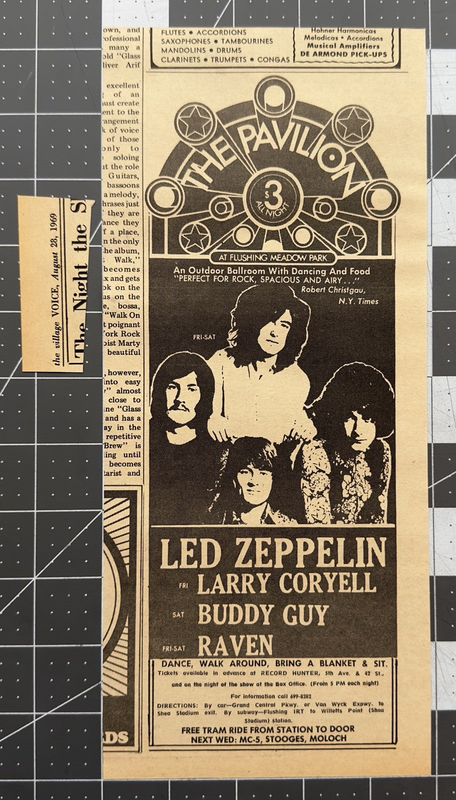 Led Zeppelin 1969 Tour - Original Concert Ad - The Pavillion, New York City - Jimmy Page Robert Plant