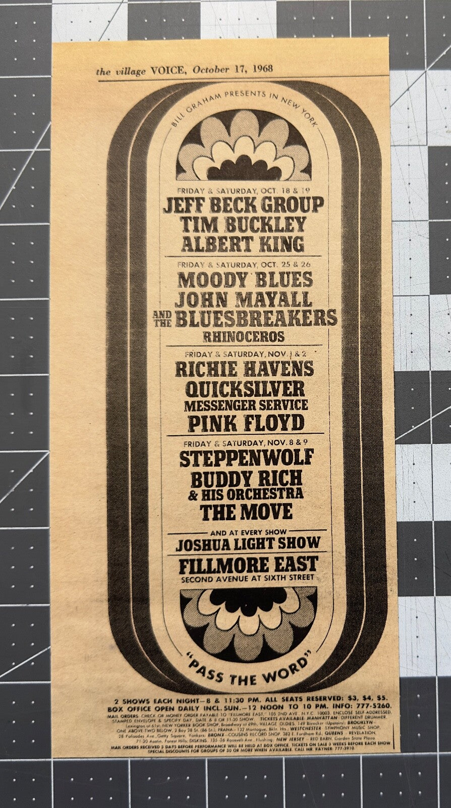 Jeff Beck / Moody Blues - Original Concert Ad - October 1968